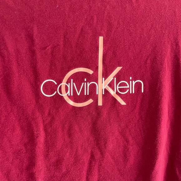 Calvin Klein Logo Graphic T-Shirt Burgundy Women’s Medium - Picture 4 of 6